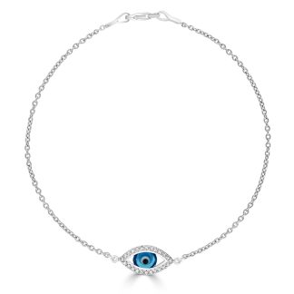 Evil Eye Bracelet with Cubic Zirconia's.Evil Eye Bracelet with Diamonds