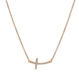Cross Design Chain with Cubic Zirconia's.Round Diamond Cross Necklace