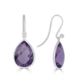 Diamond and Amethyst Pear Drop EarringsAmethyst Earrings