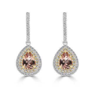 Diamond and Morganite Pear Drop EarringsMorgantie Pear Drop Earrings