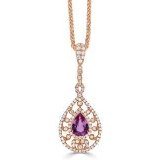 Pear Shape Pink Sapphire Pendant with a HaloPear Shape Pink Sapphire Pendant with a Halo