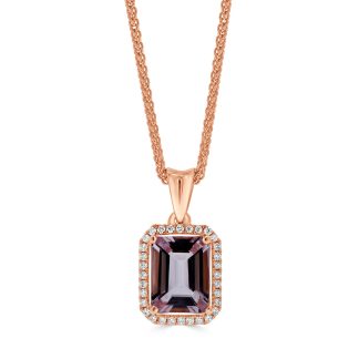 Emerald Shape Morganite Pendant with a HaloMorganite Pendant