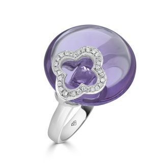 Diamond and Cabochon Amethyst Dress Ringamethyst ring