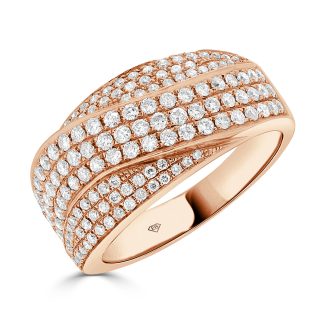 Diamond Pave Set Dress Ring with an Over Lapping CenterDiamond Dress Ring in Rose Gold