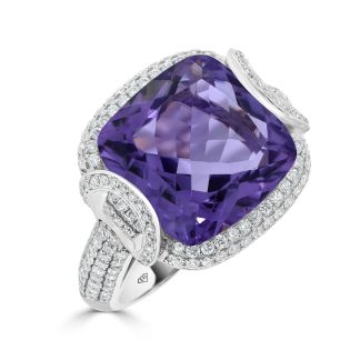 Diamond and Cushion Shape Amethyst Ringamethyst ring