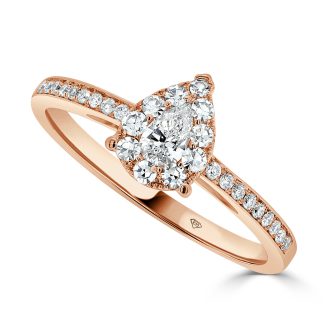 Pear Diamond Cluster RingPear Shape Engagement Ring with Diamond Halo