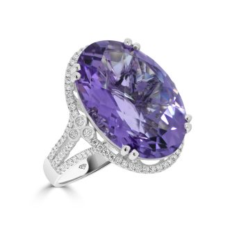 Amethyst Ring with Diamond HaloAmethyst and Diamond Dress Ring