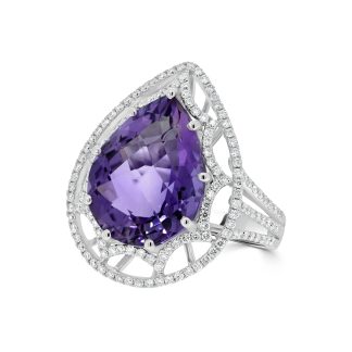 Diamond and Amethyst Pear Shape Dress Ringamethyst ring