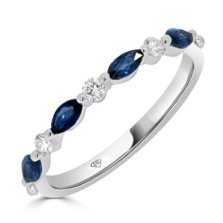 Diamond and Marquee Blue Sapphire Alternating BandDiamond and Marquee Blue Sapphire Alternating Band