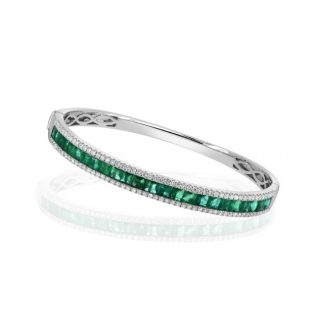 White Gold Emerald BangleEmerald Bangle with Diamond
