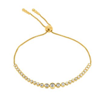Yellow Gold Diamond Bezel BraceletRound Diamond Bracelet