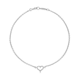 Gold Bracelet with Diamond HeartDiamond Heart Bracelet