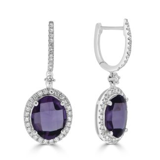 White Gold Oval Amethyst Earringsamethyst earrings