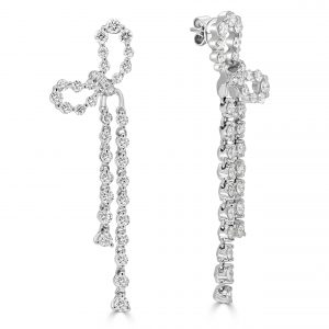 Bow shaped round diamond earrings