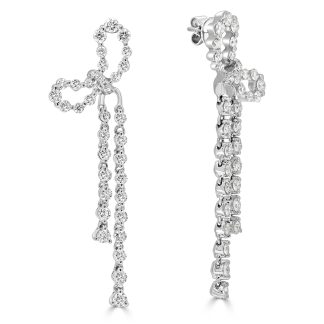 Bow shaped round diamond earringsBow Diamond Drop Earrings