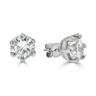 Six Claws Round Diamond Studs EarringsRound Diamond Stud Earrings