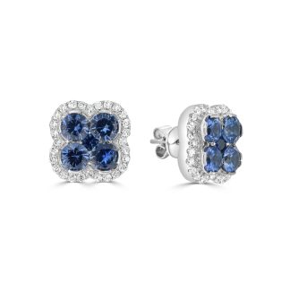 Clover sapphire and diamond studsSapphire and Diamond Earrings