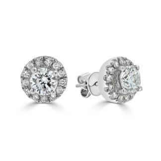 Round Shape Diamond Cluster Earrings in Halo SettingRound Diamond Cluster Stud Earrings
