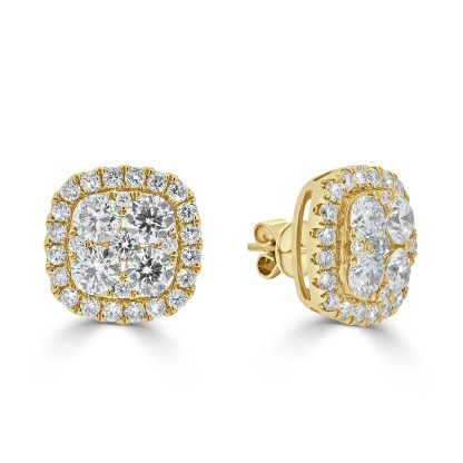 Cushion Cluster Diamond Studs