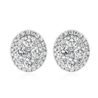 Diamond Stud Earrings Half Carat, Cluster in White GoldRound Dimaond Stud Earrings
