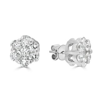 Flower Diamond EarringsRound Diamond Cluster Earrings