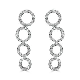 Four Circle EarringRound Diamond Circle Drop Earrings