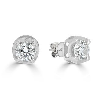 White Gold Brilliant Diamond StudsRound Diamond Stud Earrings