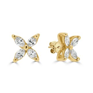 Yellow Gold Marquise Diamond StudsMarquise Diamond Stud Earrings