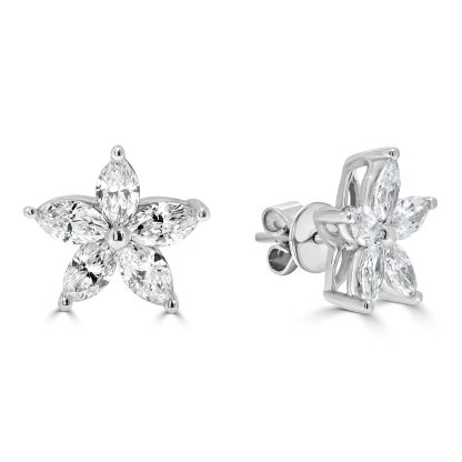 White Gold Marquise Diamond Studs