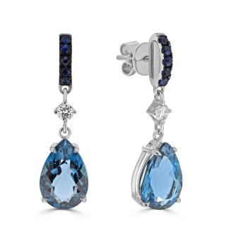Pear topaz and sapphire drop earringsTopaz earrings