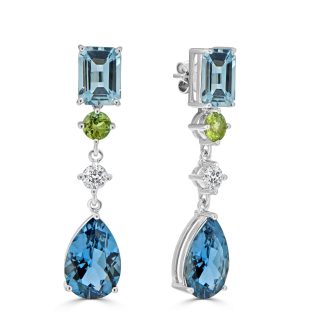 Pear London blue topaz, peridot and aquamarine drop earringsaquamarine and london blue topaz drop earrings
