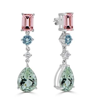 Pear Green amethyst, topaz and morganite drop earringsMorganite drop earrings with aquamarine