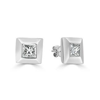 White Gold Princess Cut Diamond StudsWhite Gold Princess Cut Diamond Studs