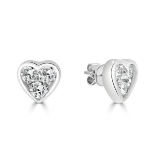 Brilliant Cut Diamond Heart StudsRound Diamond Heart Stud Earrings