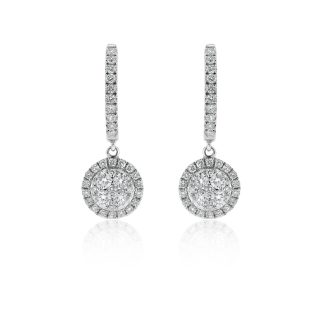 Diamond Earrings Circle Cluster DesignDrop diamond earrings white gold