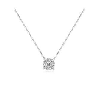 White Gold Necklace with Round Diamond ClusterDiamond necklace