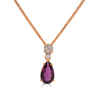 Pear Rubellite and diamond pendantPear Rubellite and diamond pendant