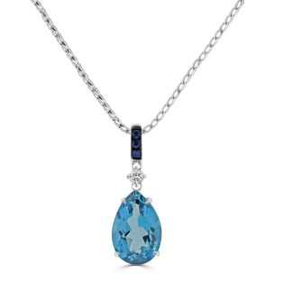 Pear topaz and sapphire pendantBlue Topaz Necklace