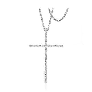 White Gold Round Brilliant Diamond CrossWomen cross pendant white gold