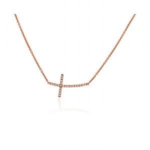 Rose Gold Cross with Round Brilliant Diamonds