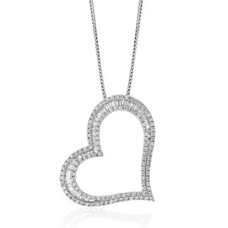 Baguette Diamond Heart PendantDiamond pendant heart shape