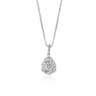 Pear Shaped Round Brilliant Diamond Cluster PendantDiamond pendant white gold