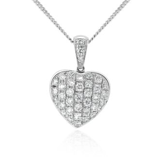 White Gold Round Brilliant Diamond Heart PendantDiamond pendant white gold