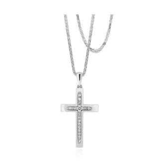 Solid Gold and White Diamond Cross PendantDiamond and Gold Cross Pendant