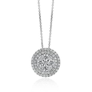 Round Diamond Double Halo PendantRound Diamond Pendant with Double Halo