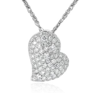 White Gold Whole Heart Diamond PendantRound Diamond Heart Pendant