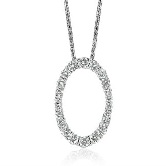 White Gold Diamond Pendant Oval DesignRound Diamond Oval Pendant