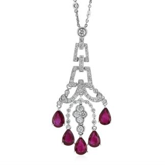 White Gold Diamonds and Ruby PendantRuby Pendants
