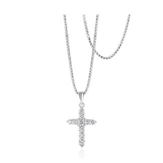 White Gold Cross Pendant Natural Diamonds in 18kt GoldWhite gold cross pendant