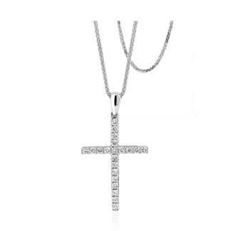 Natural Diamond Cross Pendant in 18kt GoldElegant 18kt gold cross pendant
